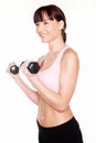 Fit Woman Working With Dumbbells Royalty Free Stock Photo