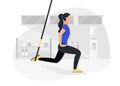 Fit woman working out on trx doing bodyweight exercises. Fitness strength training workout.