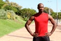 Fit young african sports man standing at the park Royalty Free Stock Photo
