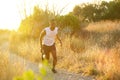 Fit young black man running exercise outdoors Royalty Free Stock Photo