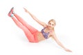 Fit young pretty woman doing abs exercises on the floor. Health conception Royalty Free Stock Photo
