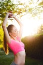 Fit young woman exercising outdoors Royalty Free Stock Photo