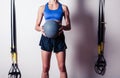 Fit young woman with medicine ball Royalty Free Stock Photo