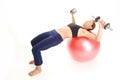 Fitball Dumbell Press 1 Royalty Free Stock Photo