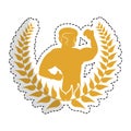 Fitman flexing emblem icon image Royalty Free Stock Photo