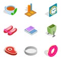 Fitment icons set, isometric style