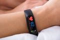 Fitness Activity Tracker With Heartbeat Rate On Woman`s Hand Royalty Free Stock Photo