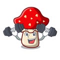 Fitness amanita mushroom character cartoon