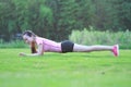 Fitness Asian Chinese woman do plank exercise Royalty Free Stock Photo