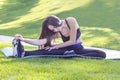 Fitness. Athlete girl, thlete exercise at outside, woman fitness. Royalty Free Stock Photo