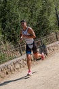 Fitness athletes running the race during a national Triathlon event.