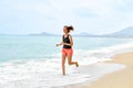 Fitness. Athletic Woman Running On Beach. Sports, Exercising, He Royalty Free Stock Photo