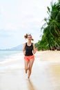 Fitness. Athletic Woman Running On Beach. Sports, Exercising, He Royalty Free Stock Photo