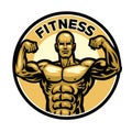 Fitness badge with muscular bodybuilder