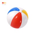 Fitness Ball. Beach Ball. Equipment for active recreation. White Red Blue Yellow striped Beach Ball Sign. Object isolated on white Royalty Free Stock Photo