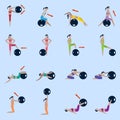 Fitness ball icons set