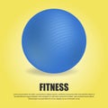 Realistic 3D blue fitness ball isolated on yellow gradient background Royalty Free Stock Photo