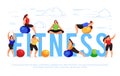Fitness. Banner template with fitness women.