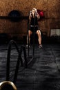 Fitness battling ropes at gym workout fitness exercise Royalty Free Stock Photo