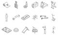 Fitness blog icons set vector outline