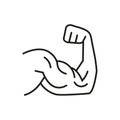 Arm muscle line icon. Fitness and bodybuilder, biceps sign, editable stroke linear icon. Vector graphics Royalty Free Stock Photo