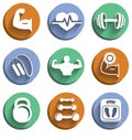 Fitness bodybuilding sport icons set Royalty Free Stock Photo