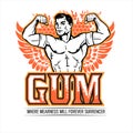 Fitness bodybuilding vintage label for flayer poster logo t-shirt print with lettering Royalty Free Stock Photo