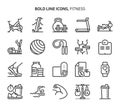 Fitness, bold line icons Royalty Free Stock Photo