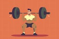 Fitness boy squat barbell arms gym. Slim, fit male athlete weightlifter training