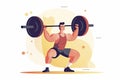 Fitness boy squat barbell arms gym. Slim, fit male athlete weightlifter training