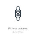 Fitness bracelet icon. Thin linear fitness bracelet outline icon isolated on white background from gym and fitness collection.