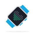 Fitness bracelet with square display and indicator Fitness trackers vector icon flat isolated.