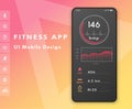 Fitness cardio app. Heart rate monitor. UI design concept with web elements. Vector illustration.