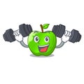 Fitness cartoon of big shiny green apple Royalty Free Stock Photo