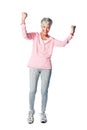 Fitness, celebration and portrait of senior woman on isolated, png and transparent background. Health wellness Royalty Free Stock Photo