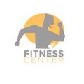 Fitness center logo design of silhouette running with open mouth