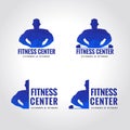 Fitness center sport blue tone logo Royalty Free Stock Photo