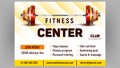 Fitness Center Sportive Advertising Banner Vector