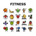 fitness character sport workout icons set vector Royalty Free Stock Photo