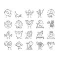 fitness character sport workout icons set vector Royalty Free Stock Photo