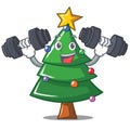 Fitness Christmas tree character cartoon Royalty Free Stock Photo