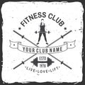 Fitness club badge. Vector. For fitness centers emblems, gym signs Royalty Free Stock Photo