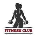 Fitness Club Emblem with Training Woman