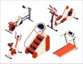 Fitness club equipment collection. Isometric set of training apparatus