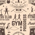 Fitness club seamless pattern or background. Vector illustration. Royalty Free Stock Photo