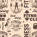 Fitness club seamless pattern or background. Vector illustration. Royalty Free Stock Photo