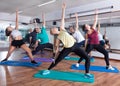 Happy adults having group fitness class Royalty Free Stock Photo