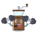 Fitness coffee grinder isolated in the mascot