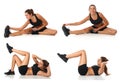 Fitness collage. Young woman doing exercise