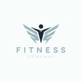 Fitness company vector Design Illustration Logo template with abstract human wings Royalty Free Stock Photo